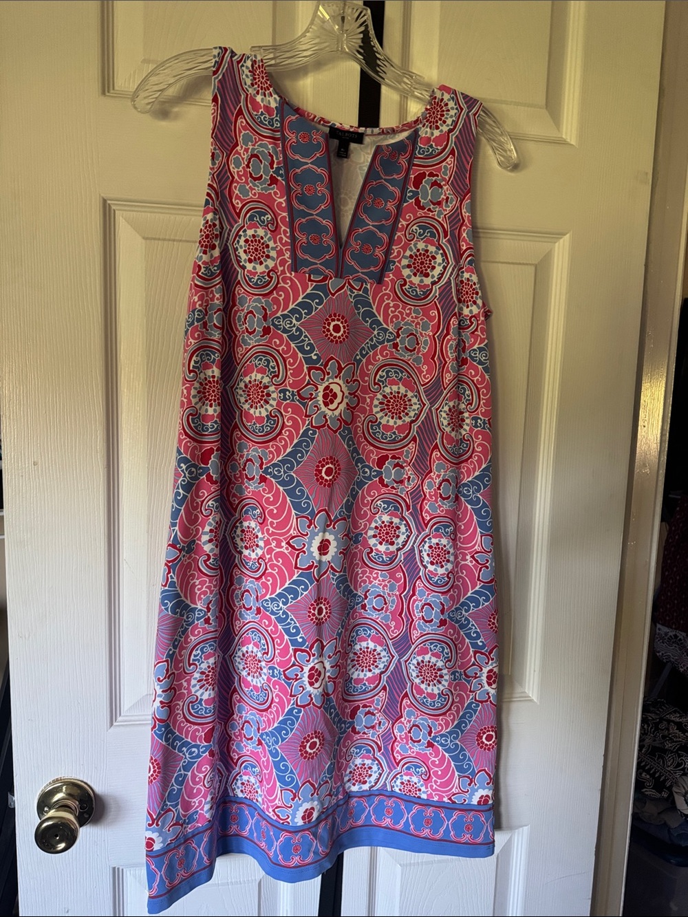 Talbots Pink and Blue Printed Sleeveless Shift Dress
